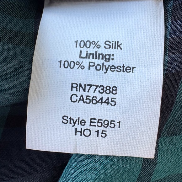 Madewell Silk Size 10 Blue Green Tartan Plaid Ruffle Flounce Hem Sheer Sleeves - Picture 12 of 15